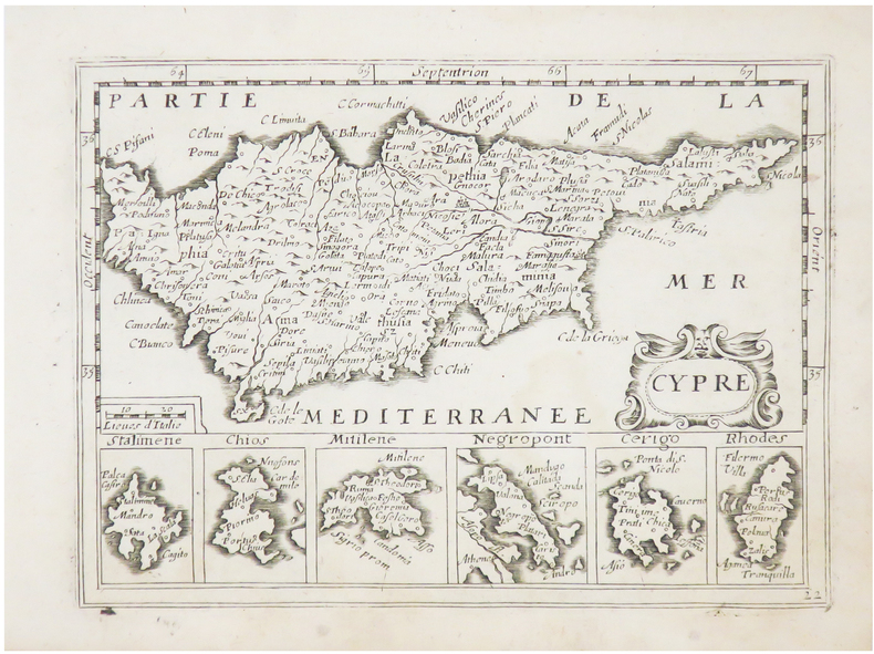  [CHYPRE & ÎLES GRECQUES] Cypre - Stalimene - Chios - Mitilene - Negropont - Cerigo - Rhodes.. JOLLAIN (Gérard).