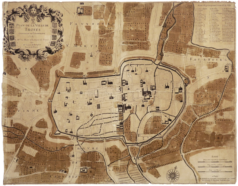  [TROYES] Plan de la ville de Troyes capitalle de Champagne.. JOUVIN de ROCHEFORT (Albert).