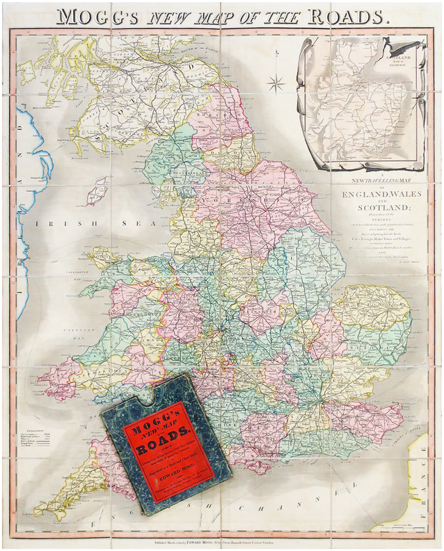  Mogg's new map of the roads - A new travelling map of England, Wales and Scotland.. MOGG (Edward).