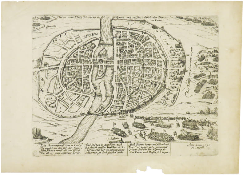  Pareis vom Konig Navarro belegert, und entsatz durch den Princz von Parma. Anno domini 1590 19 Augusti.. [ANONYME].