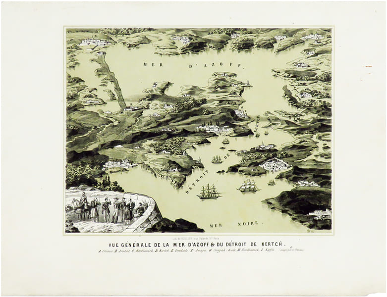  [CRIM&Eacute;E/MER d'AZOV] Vue g&eacute;n&eacute;rale de la mer d'Azoff & du d&eacute;troit de Kertch.. HOLLIER (Antoine Gr&eacute;goire).