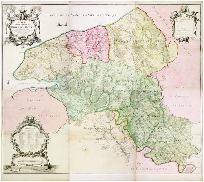  [ROUEN] Carte particuli&egrave;re du dioc&egrave;se de Rouen dress&eacute;e sur les lieux par M.r Fr&eacute;mont de Dieppe, sous les yeux et par les ordres de feu M.re Jacques ...