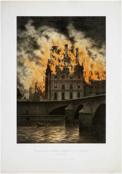  [INCENDIES de PARIS] Le Palais des Tuileries incendi&eacute; par la Commune (24 mai 1871).. PIRODON (Eug&egrave;ne Louis).