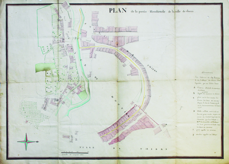  Plan de la partie méridionale de la ville de Thiers.. [ANONYME].