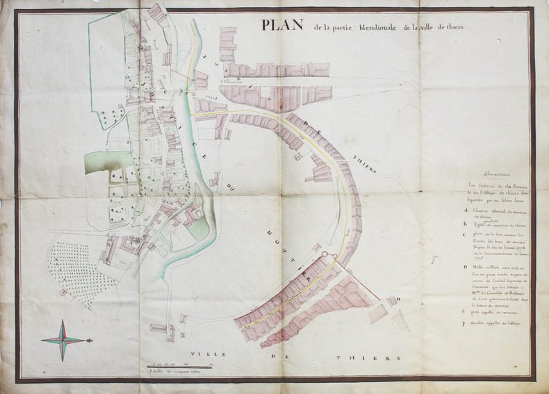  Plan de la partie m&eacute;ridionale de la ville de Thiers.. [ANONYME].