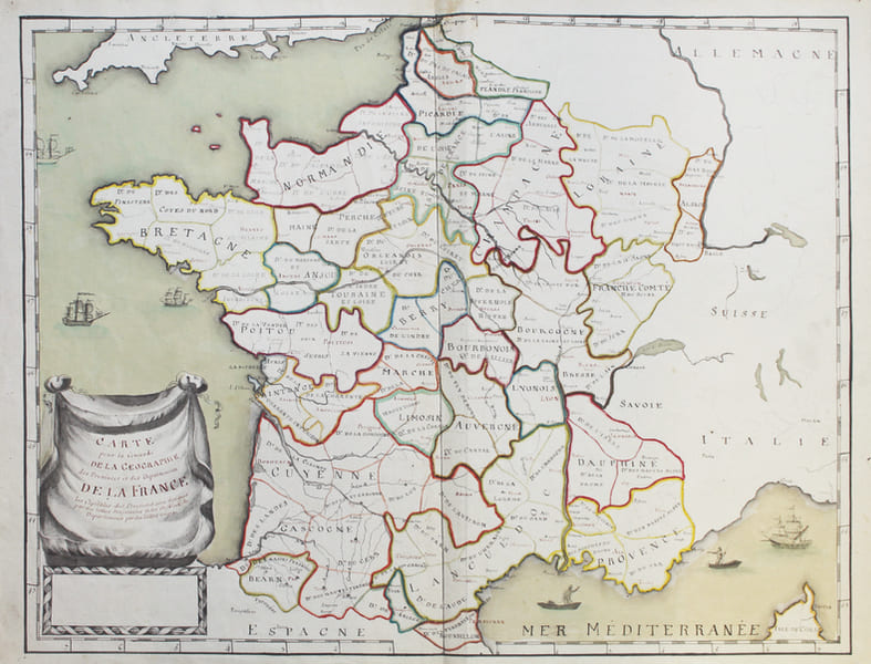  Carte pour la concorde de la g&eacute;ographie des provinces et des d&eacute;partements de la France.. [ANONYME].