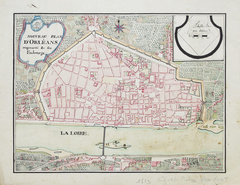  Nouveau plan d'Orl&eacute;ans augment&eacute; de ses faubourgs.. [ANONYME].
