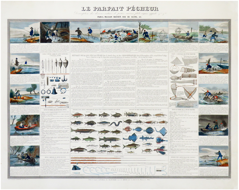  Le parfait Pêcheur. Description des diverses natures de pêches, saisons, filets engins, appâts.. PÊCHE.