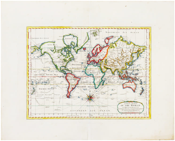  A new Chart of the World on Mercator's projection with the tracks & discoveries of the latest circumnavigators &c.. DUNN (Samuel).