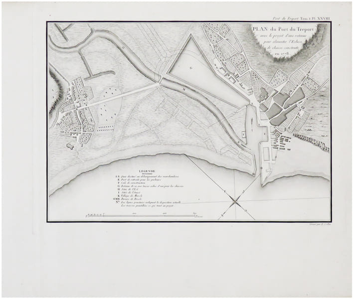  [LE TR&Eacute;PORT] Plan du port du Tr&eacute;port avec le projet d'une retenue pour alimenter l'&eacute;cluse de chasse construite en 1778.. CESSART (Louis Alexandre ...