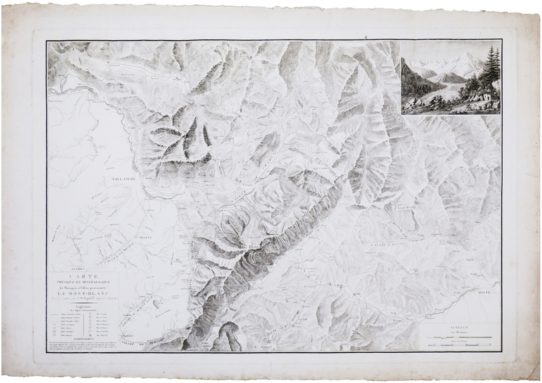  [MONT-BLANC] Carte physique et minéralogique des montagnes et vallées qui avoisinent le Mont-Blanc.. RAYMOND (Jean-Baptiste).