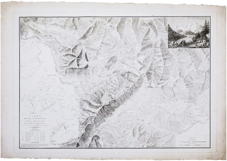  [MONT-BLANC] Carte physique et min&eacute;ralogique des montagnes et vall&eacute;es qui avoisinent le Mont-Blanc.. RAYMOND (Jean-Baptiste).