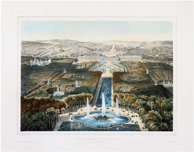  [VERSAILLES] Vue g&eacute;n&eacute;rale de Versailles prise du bassin d'Appollon.. CHAPUY (Nicolas-Marie-Joseph).