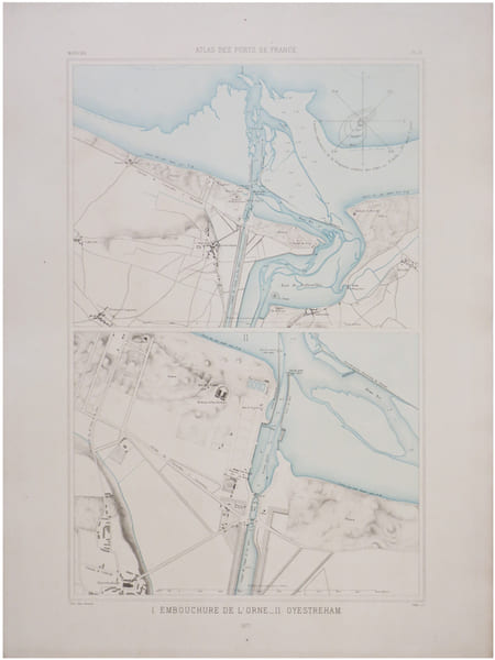  [OUISTREHAM] I. Embouchure de l'Orne. - II. Oyestreham.. ATLAS des PORTS de FRANCE.