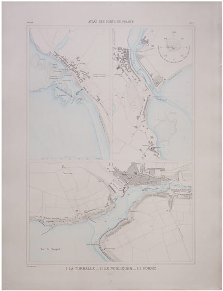  [LE POULIGUEN & PORNIC] I. La Turballe. - II. Le Pouliguen. - III. Pornic.. ATLAS des PORTS de FRANCE.