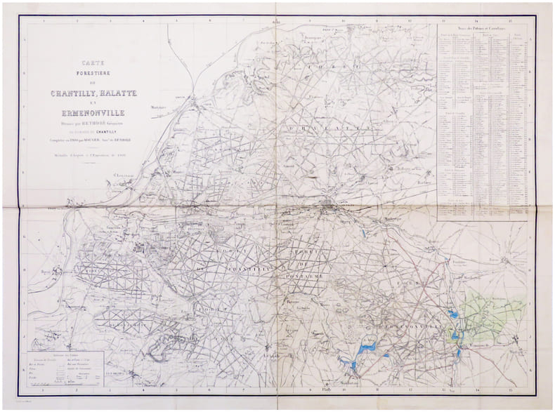  [CHANTILLY/HALATTE/ERMENONVILLE] Carte foresti&egrave;re de Chantilly, Halatte et Ermenonville.. RETHOR&Eacute;.
