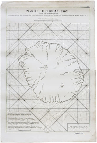  [LA R&Eacute;UNION] Plan de l'Isle de Bourbon, situ&eacute;e sur l'oc&eacute;an Oriental. . APR&Egrave;S de MANNEVILLETTE (Jean-Baptiste-Nicolas-Denis d').
