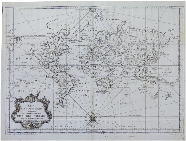 Essay d'une carte réduite, contenant les parties connues du globe terrestre.. BELLIN (Jacques-Nicolas).