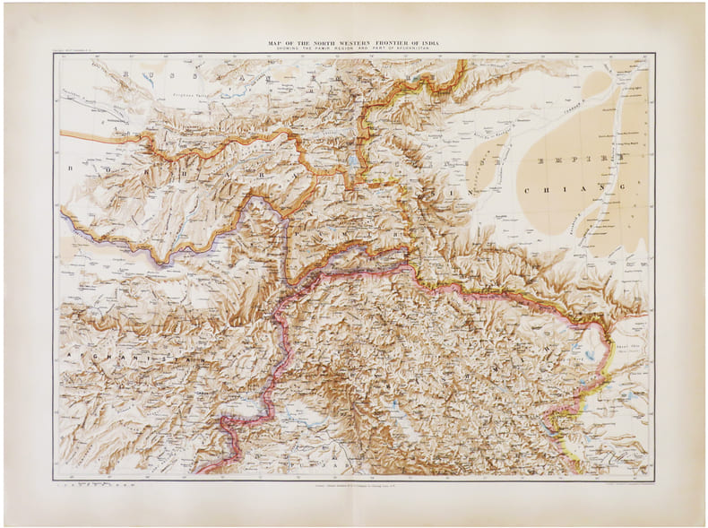  [AFGHANISTAN & PAKISTAN] Map of the north western frontier of India showing the Pamir region and part of Afghanistan.. STANFORD (Edward).