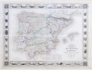  Carte administrative, physique et routière de l'Espagne et du Portugal, indiquant les canaux, les rivières navigables, les chemins de fer, et les ...