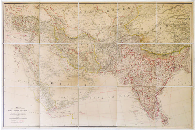  A Map of the countries between Constantinople and Calcutta including Turkey in Asia, Persia, Afghanistan & Turkestan.. STANFORD (Edward).