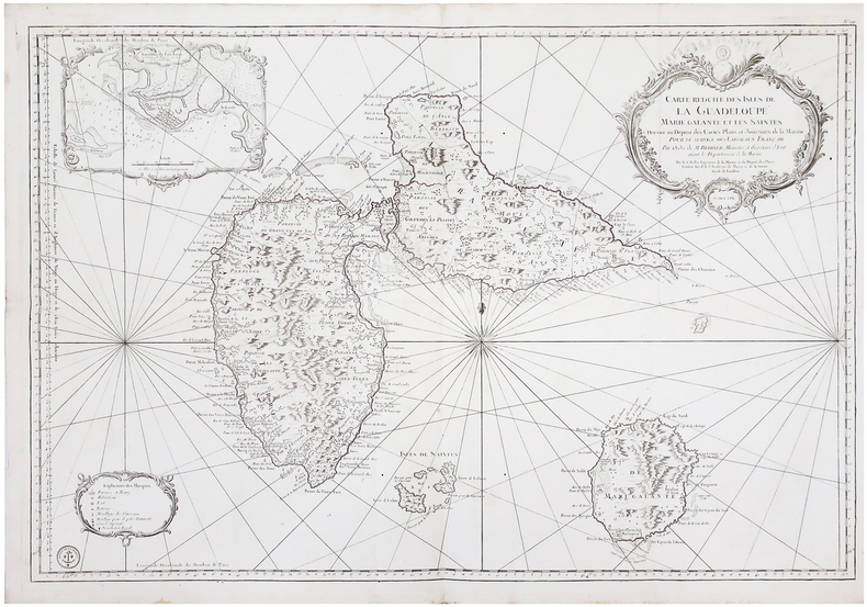  [GUADELOUPE] Carte réduite des isles de la Guadeloupe Marie Galante et les Saintes.. BELLIN (Jacques-Nicolas).