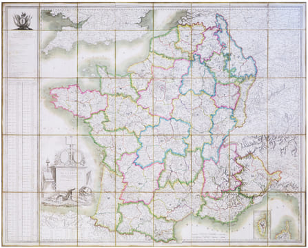  Carte de la France divisée en 108 départements, et subdivisée en arrondissemens communaux présentée à l'Assemblée Nationale. Corrigée en l'an VIII.. ...