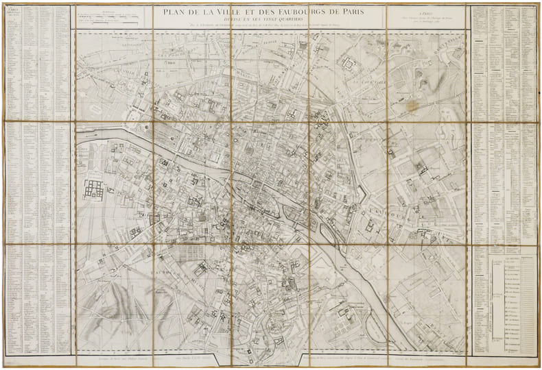  Plan de la ville et des faubourgs de Paris divis&eacute; en ses vingt quartiers.. ROBERT DE VAUGONDY (Didier).