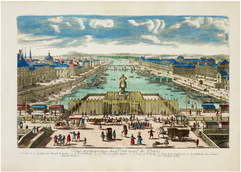  [PONT-NEUF] Ve&uuml;e et perspective du Pont Neuf de Paris.. AVELINE (Pierre).