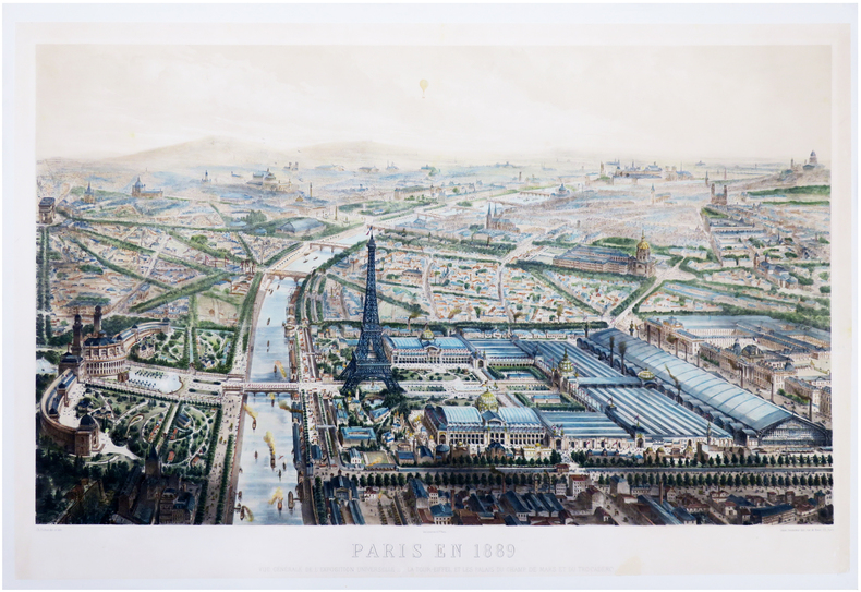  [EXPOSITION UNIVERSELLE] Paris en 1889. Vue générale de l'Exposition Universelle. La Tour Eiffel et les Palais du Champ de Mars et du Trocadéro.. ...