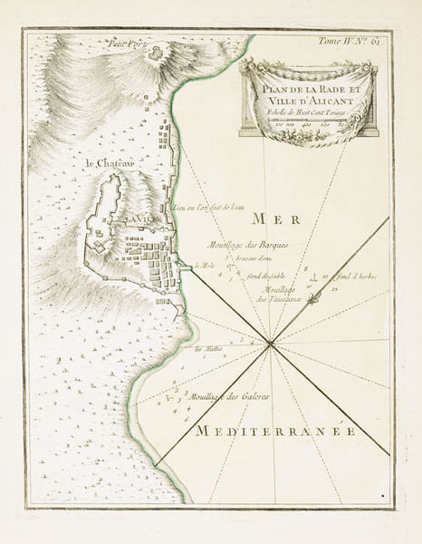  Plan de la rade et ville d'Alicant.. BELLIN (Jacques-Nicolas);