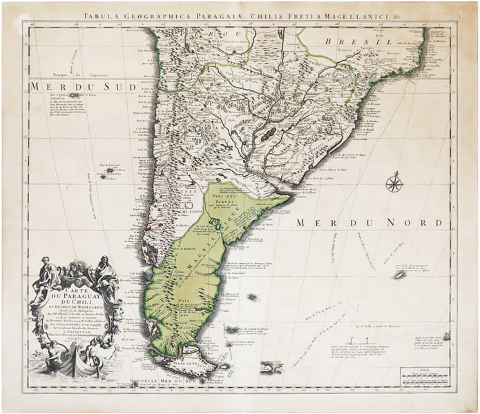  [PARAGUAY/CHILI] Carte du Paraguay, du Chili, du d&eacute;troit de Magellan &c.. L'ISLE (Guillaume de).