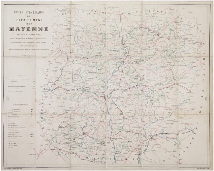  [MAYENNE] Carte itin&eacute;raire du d&eacute;partement de la Mayenne.. MARCHAL (Louis).