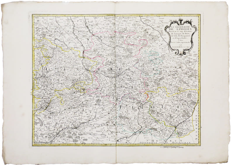  [LIMOUSIN] La g&eacute;n&eacute;ralit&eacute; de Limoges divis&eacute;e en ses cinq &eacute;lections, de Limoges, de Brive, de Tulle, de Bourganeuf, et d'Angoulesme.. JAILLOT (Bernard ...