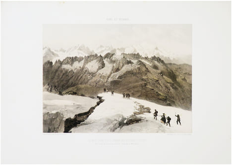  [MONT-BLANC] Le Mont Blanc et la chaîne des Aiguilles Rouges. Vue prise du sommet du Buet. (Dép.t de la H.te Savoie).. BENOIST (Félix).