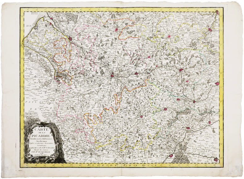  [PICARDIE] Carte de la Picardie divis&eacute;e en ses diff&eacute;rentes juridictions.. de VAUCHELLE.