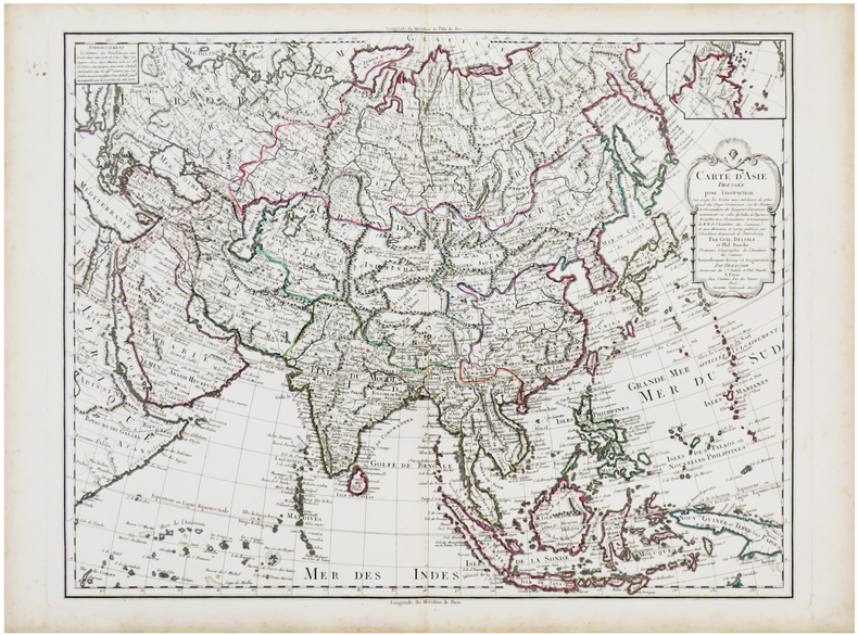  Carte d'Asie dressée pour l'instruction.. L'ISLE (Guillaume de).