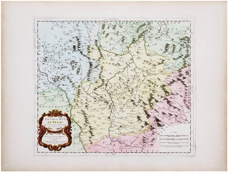  [LE PUY-en-VELAY] &Eacute;vesch&eacute; du Puy Le Velay l'un des vingt deux dioc&egrave;ses du Languedoc.. SANSON (Guillaume) & SANSON d'ABBEVILLE (Nicolas).