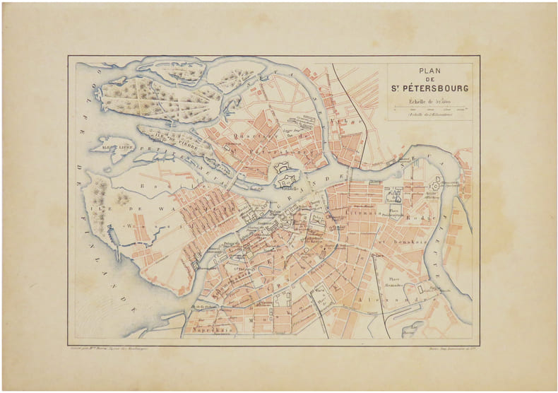  [SAINT-P&Eacute;TERSBOURG] Plan de Saint-P&eacute;tersbourg.. PERRIN (Maurice).