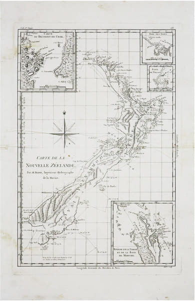  [NOUVELLE-Z&Eacute;LANDE] Carte de la Nouvelle Z&eacute;elande.. BONNE (Rigobert & COOK (James).