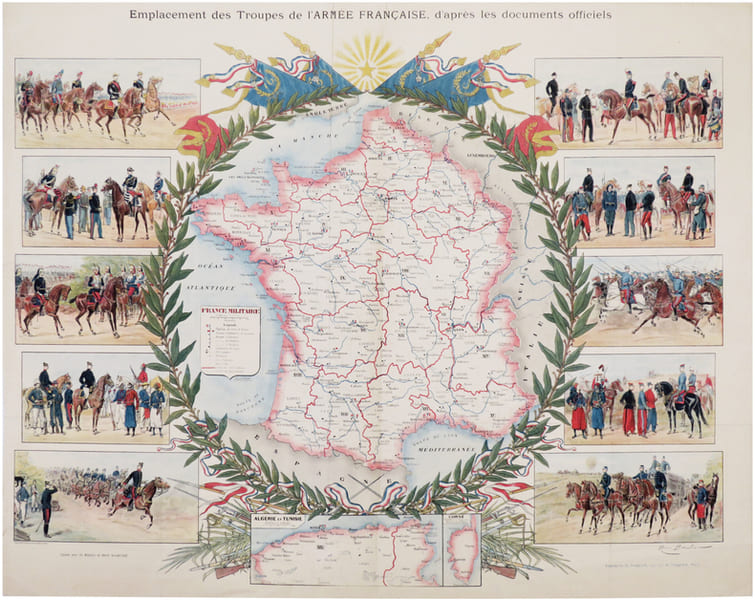  Emplacement des troupes de l'Arm&eacute;e Fran&ccedil;aise, d'apr&egrave;s les documents officiels.. BRESSLER (Henri) & TROP&Eacute; (Henri).