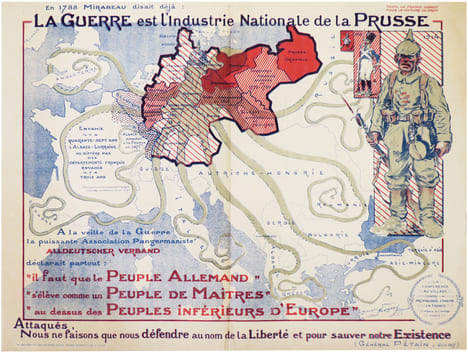 [PROPAGANDE GRANDE GUERRE] La Conférence au village contre la propagande ennemie en France. En 1788 Mirabeau disait déjà : la Guerre est l'industrie ...