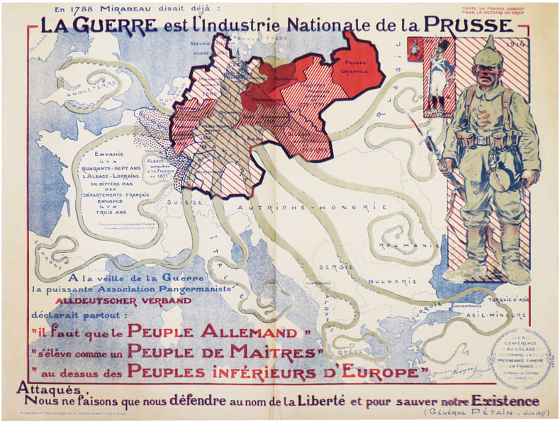  [PROPAGANDE GRANDE GUERRE] La Conf&eacute;rence au village contre la propagande ennemie en France. En 1788 Mirabeau disait d&eacute;j&agrave; : la Guerre est l'industrie ...
