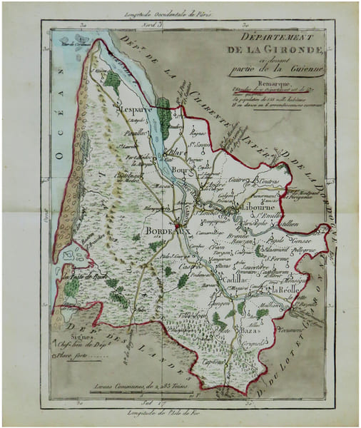  [GIRONDE] D&eacute;partement de la Gironde, ci-devant partie de la Guienne.. BRION de la TOUR (Louis) & LAVALL&Eacute;E (Joseph).