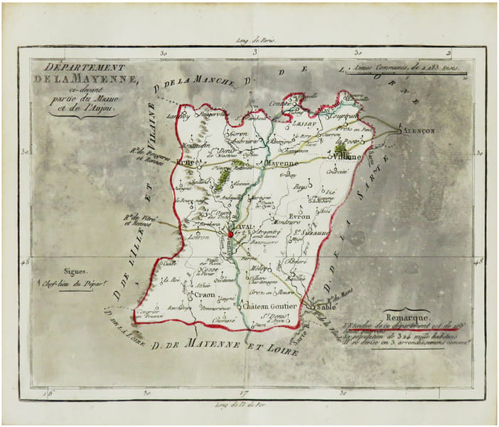  [MAYENNE] D&eacute;partement de la Mayenne, ci-devant partie du Maine et de l'Anjou.. BRION de la TOUR (Louis) & LAVALL&Eacute;E (Joseph).