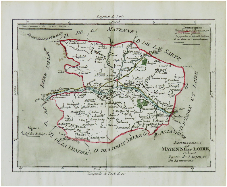  [MAINE-et-LOIRE] Département de Mayenne et Loire, ci-devant partie de l'Anjou, et du Saumurois.. BRION de la TOUR (Louis) & LAVALLÉE (Joseph).