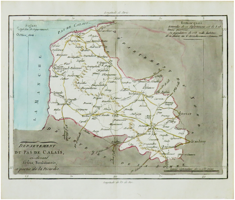  [PAS-de-CALAIS] Département du Pas de Calais, ci-devant Artois, Boulonnois, et partie de la Picardie.. BRION de la TOUR (Louis) & LAVALLÉE (Joseph).