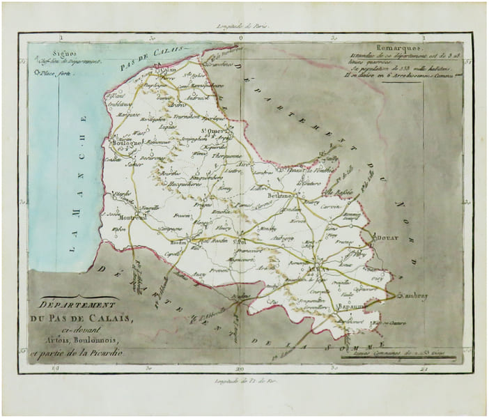  [PAS-de-CALAIS] D&eacute;partement du Pas de Calais, ci-devant Artois, Boulonnois, et partie de la Picardie.. BRION de la TOUR (Louis) & LAVALL&Eacute;E (Joseph).