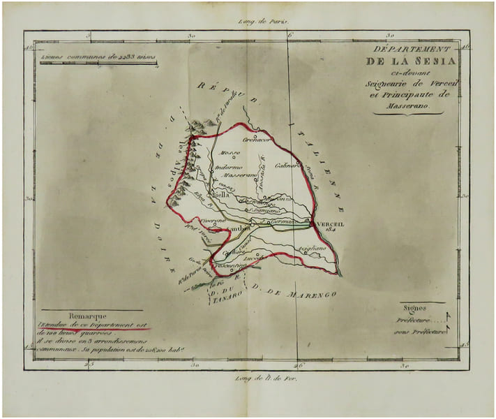  [SESIA/PI&Eacute;MONT] D&eacute;partement de la Sesia ci-devant seigneurie de Verceil et Principaut&eacute; de Masserano.. BRION de la TOUR (Louis) & LAVALL&Eacute;E (Joseph).
