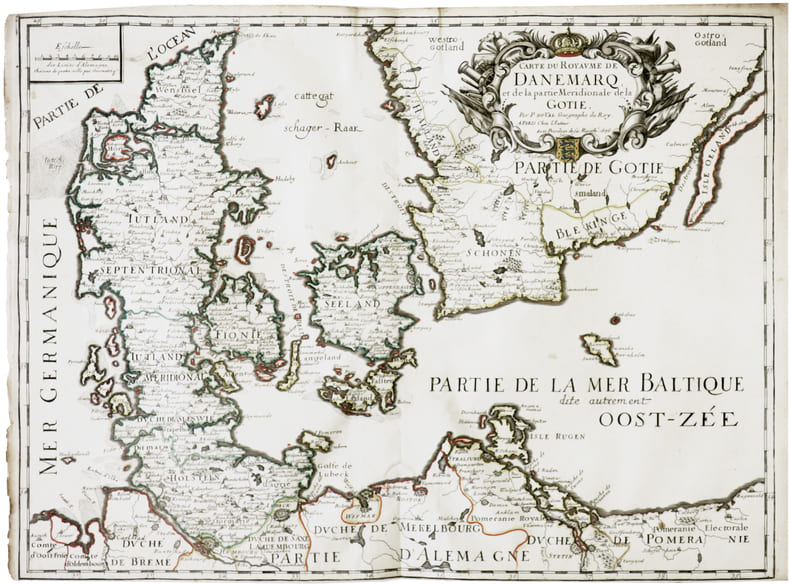  [DANEMARK] Carte du royaume de Danemarq, et de la partie m&eacute;ridionale de la Gotie.. DUVAL (Pierre).